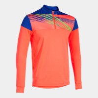 MIKINA 3/4 ZIP ELITE X FLUO KORALOVĚ-MODRÁ